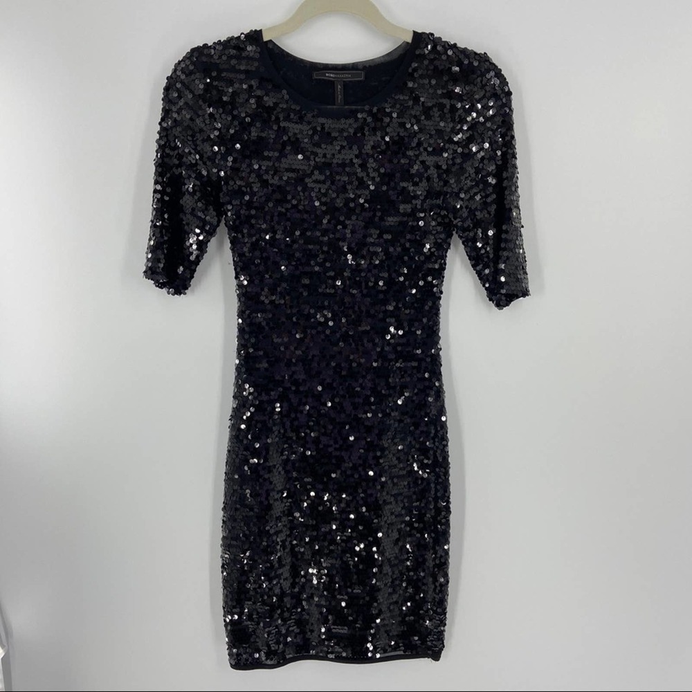 BCBG Maxazria Sequin Dress Sz XXS Black